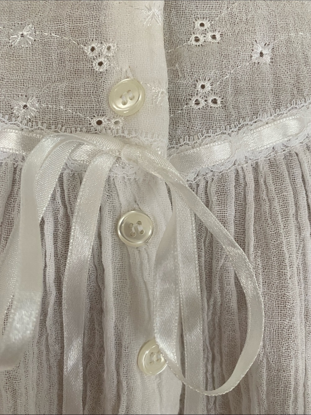 Coldwater Creek White Cotton gauze Peasant Nightgown with Lace Yoke - Picture 3 of 7
